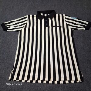 Vintage Ref Polo Jersey Black White Striped SZ Large 1970s 71 72 MSHSL Official